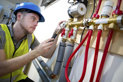 Appliance technician at work